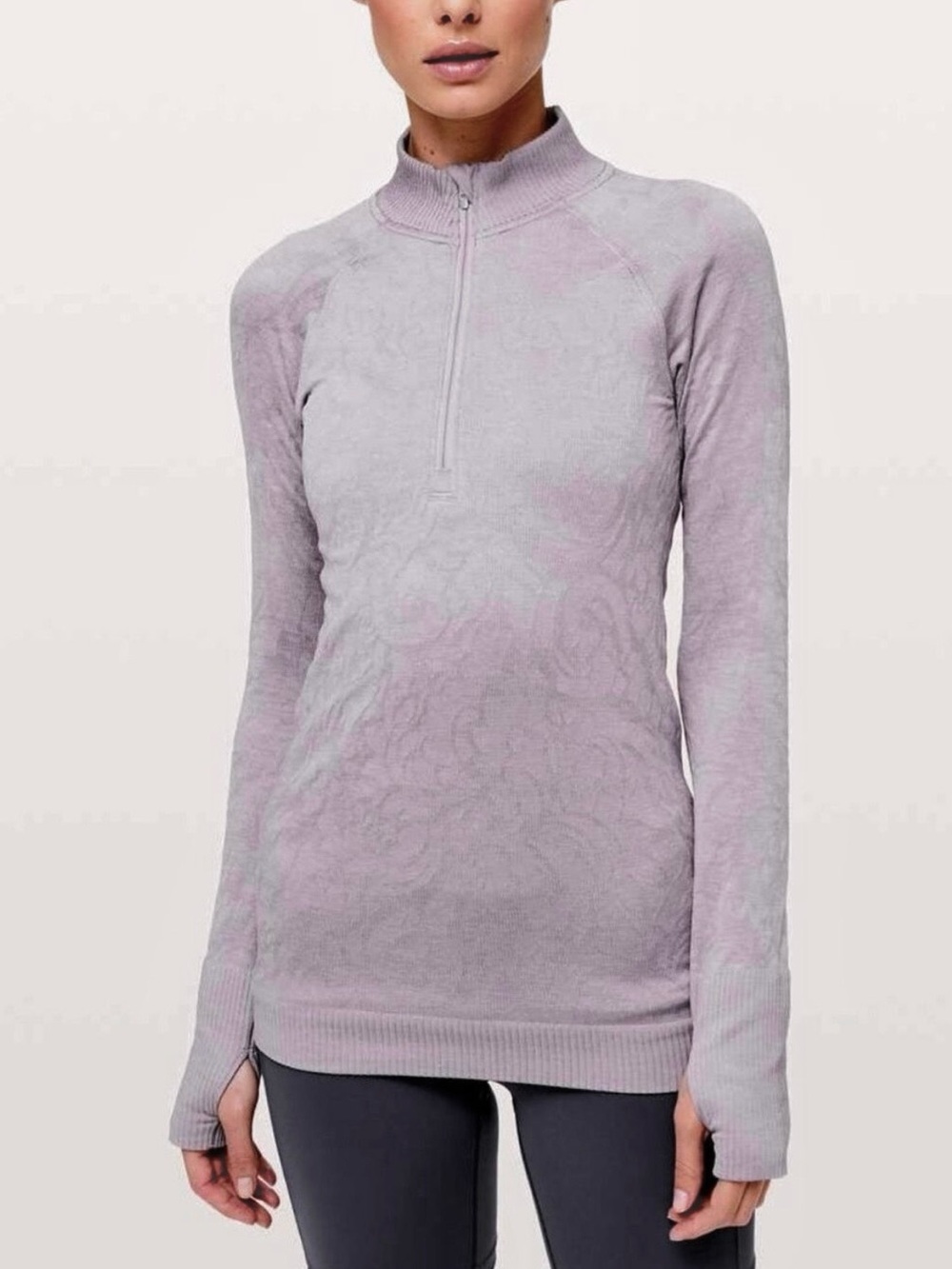 Lululemon Rest Less Textured Quarter Zip Running Pullover Gray size 4